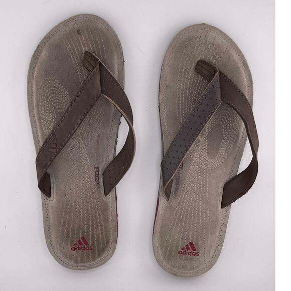 Adidas Brown Leather and Suede Flip Flops Size 7M - Picture 5 of 7